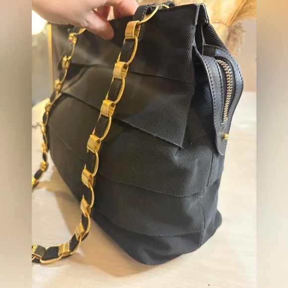 Salvatore Ferragamo Black and Gold Accent Bag - Picture 5 of 17